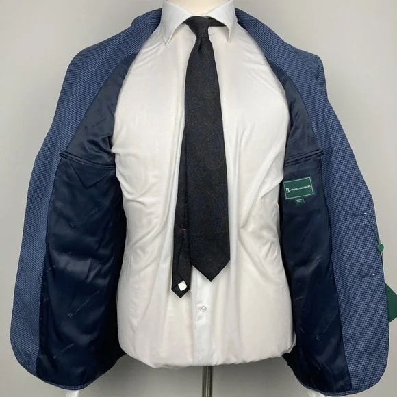 B by Brooks Brothers Mens Classic fit Sport Coat Blazer 40R Blue‎ Check F01172 - Picture 9 of 15